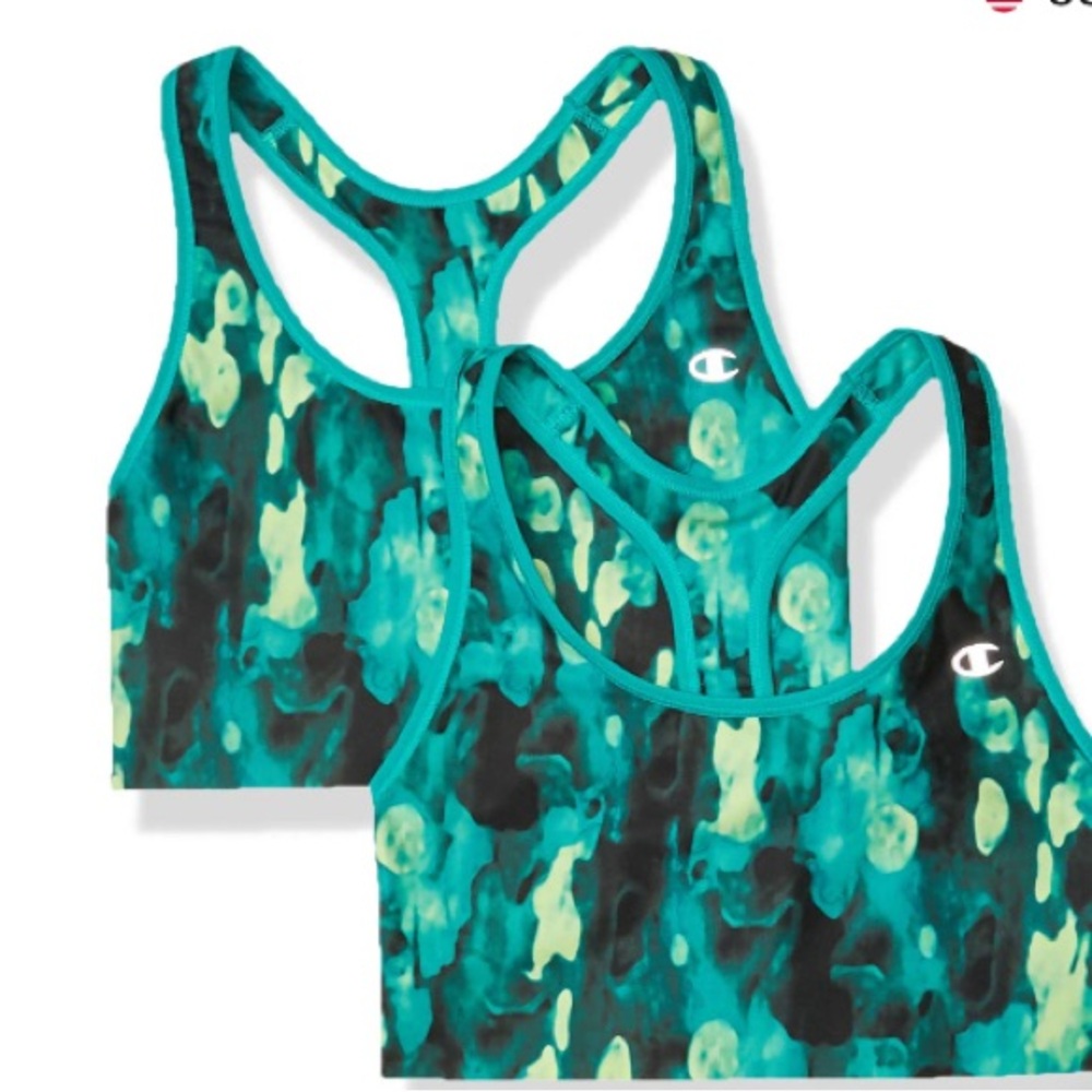 NWT Champion Sports Bra in Teal/Turquoise | “Humid Green Blur Bark” color (1)